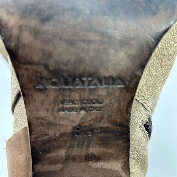 Aquatalia Women's Beige Light Brown Suede Ankle Boots Size 8.5 High Heel - Picture 13 of 13